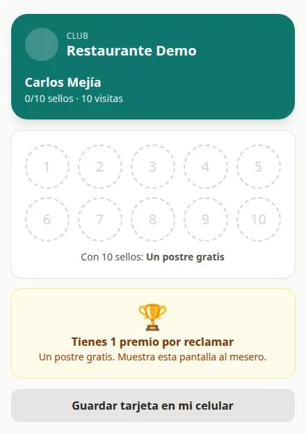 Captura de Club de Clientes